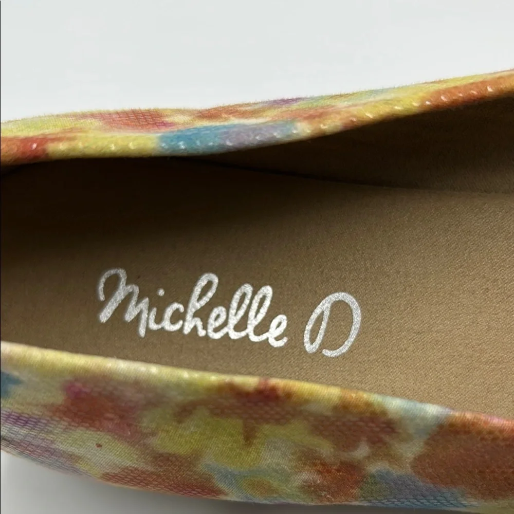 Michelle D Ellena Wedge Women's 10M Floral Slip On Peep Tow Yellow Pink